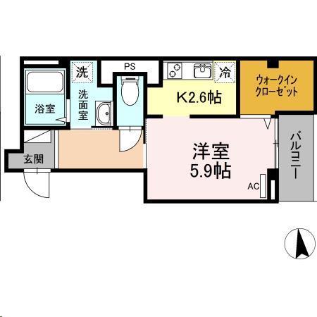 SKYES1(1K/4階)の間取り写真