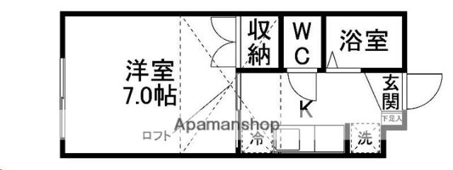 プリンスコート北山(1K/1階)の間取り写真