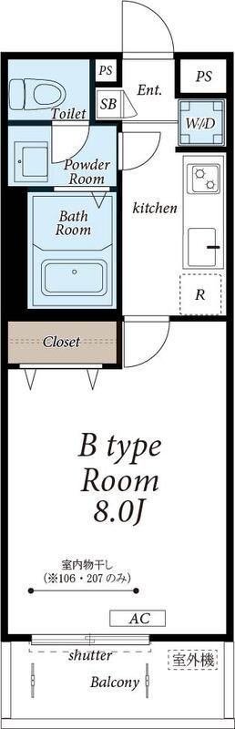 リブリ・クレールコートⅡ(1K/2階)の間取り写真