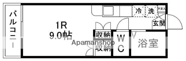 ウィン青葉(ワンルーム/2階)の間取り写真