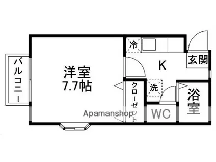 国見の杜(1K/2階)の間取り写真