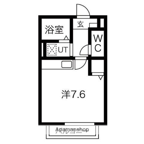 ソレイユE・Ⅱ(ワンルーム/2階)の間取り写真