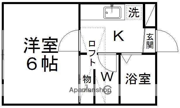 ロフティ北仙台Ⅱ(1K/1階)の間取り写真