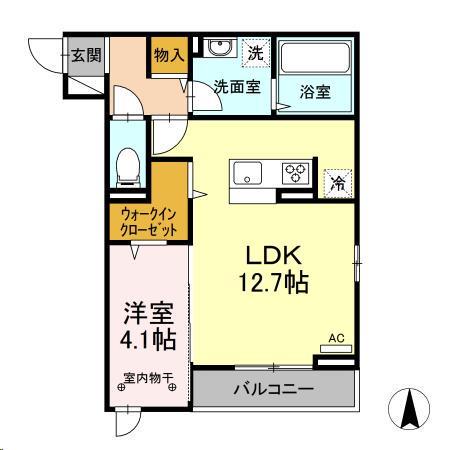 アラモード郡山(1LDK/2階)の間取り写真