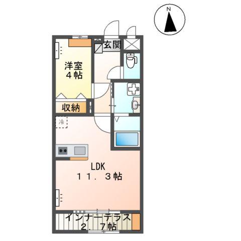 フォレストパークⅡ(1LDK/1階)の間取り写真