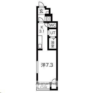 プランドール銀杏町(1K/1階)の間取り写真