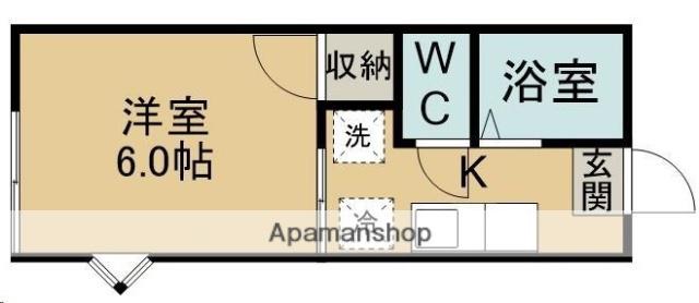 ハイネス青葉B棟(1K/1階)の間取り写真