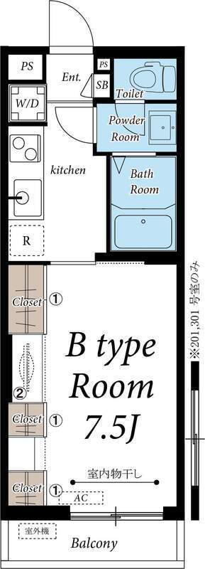 マリウスヒル仙台1(1K/3階)の間取り写真