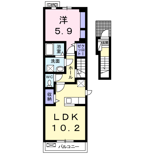 メゾン・ド・エクラⅡ(1LDK/2階)の間取り写真