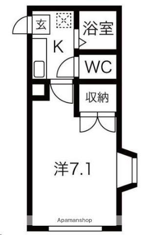 サンヒルズ旭ヶ丘(1K/2階)の間取り写真