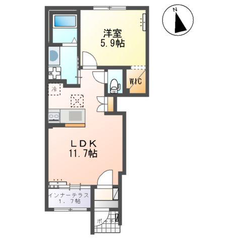 プレジール人来田(1LDK/1階)の間取り写真