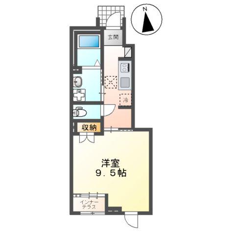 プラウディア高砂(1K/1階)の間取り写真