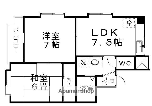 サーパス水の森(2DK/2階)の間取り写真