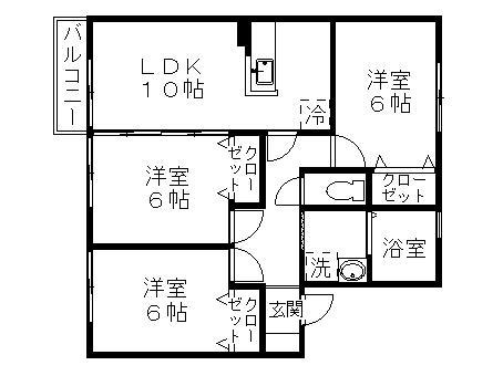 ヒルサイド華(3LDK/2階)の間取り写真