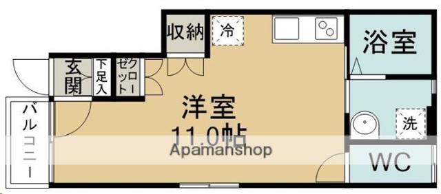 ツインズコート・Ⅱ(ワンルーム/1階)の間取り写真