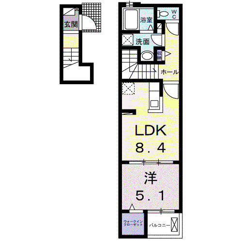 スクエアIS Ⅴ(1LDK/2階)の間取り写真