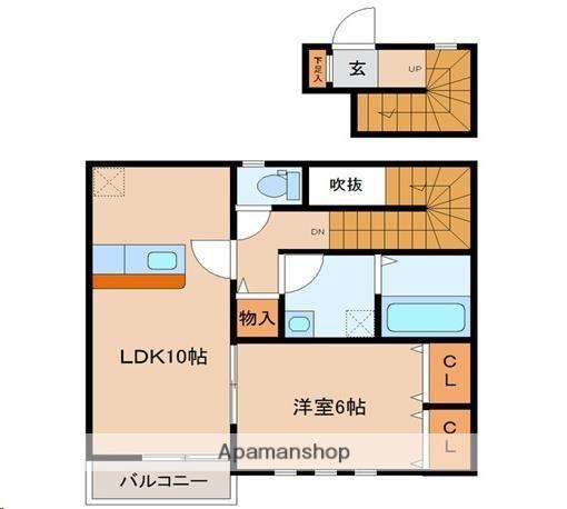 GRANDE神谷沢壱番館(1LDK/2階)の間取り写真