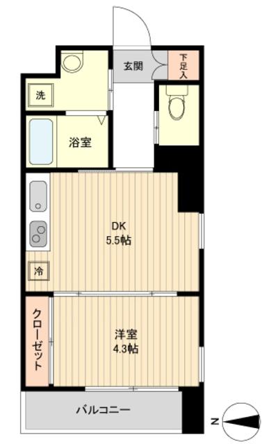 LA DOUCEUR片平(1DK/5階)の間取り写真