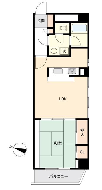 グリーンパーク小松島(1LDK/7階)の間取り写真