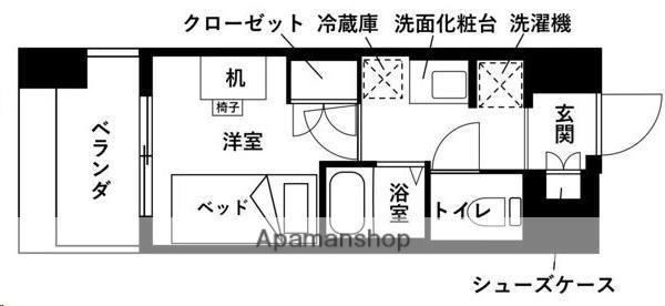 レジディア仙台支倉(1K/4階)の間取り写真