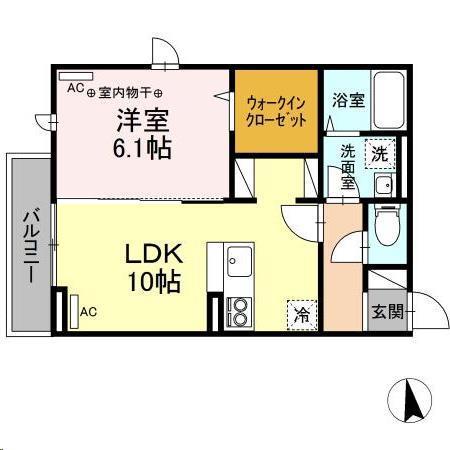 D-ROOM南材木町(1LDK/3階)の間取り写真