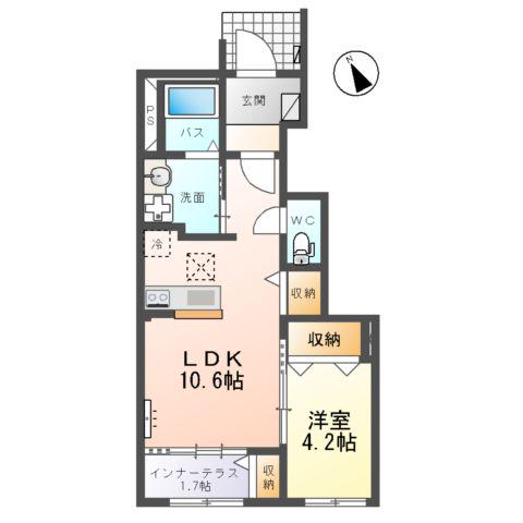ハイルング(1LDK/1階)の間取り写真