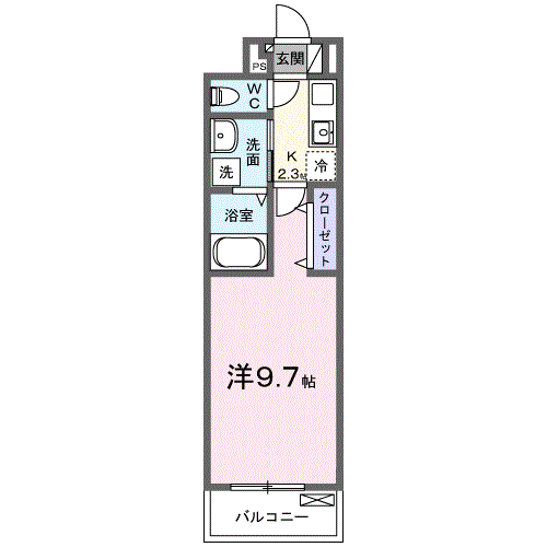 コンフィデンス(1K/2階)の間取り写真