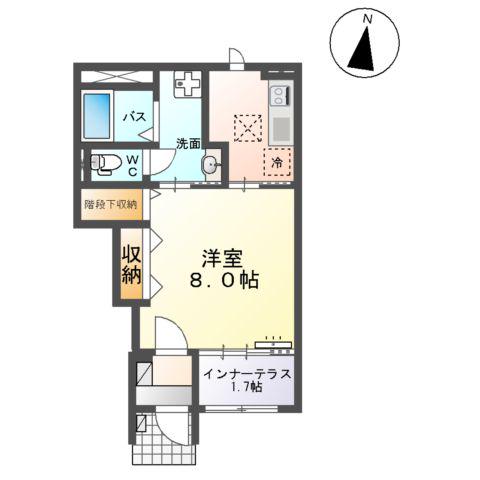 グラン・シフォン(1K/1階)の間取り写真