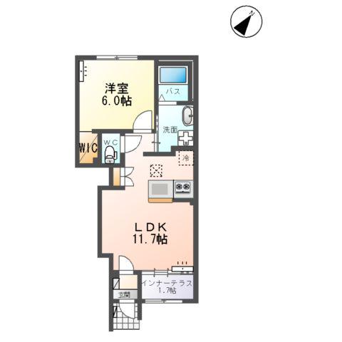 ユリシス(1LDK/1階)の間取り写真