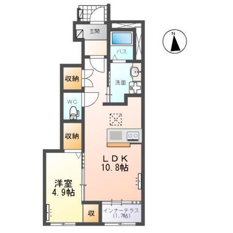 トータスV(1LDK/1階)の間取り写真