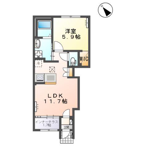 フォレストサイド(1LDK/1階)の間取り写真