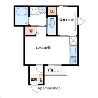 Y-スタイル(1LDK/1階)の間取り写真