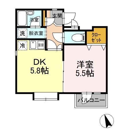 メゾンセノーテ(1DK/3階)の間取り写真