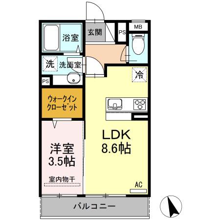 ラ・ヴォワ ラクテ(1LDK/3階)の間取り写真