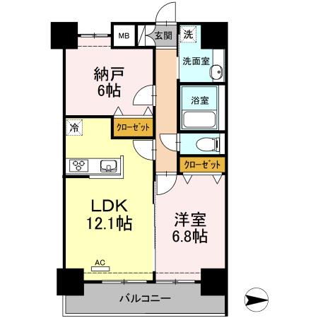 グレイスコート・アイエス(1LDK/2階)の間取り写真