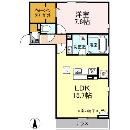 ボヌール Ⅲ(1LDK/1階)の間取り写真