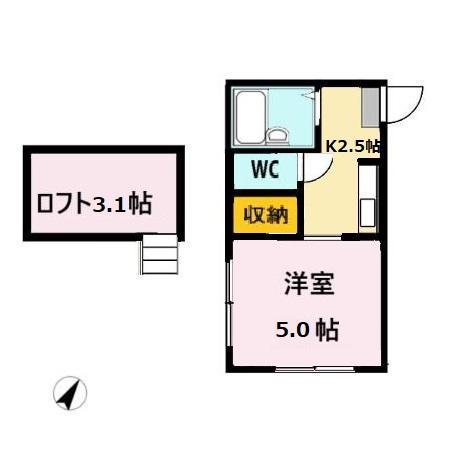 ビューコート小田原(1K/2階)の間取り写真