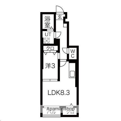 WAVE GARDEN(1LDK/1階)の間取り写真