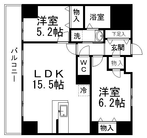 チャコールウッドステージ(2LDK/7階)の間取り写真