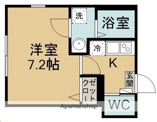 城壁のカメリアⅢ(1K/1階)の間取り写真