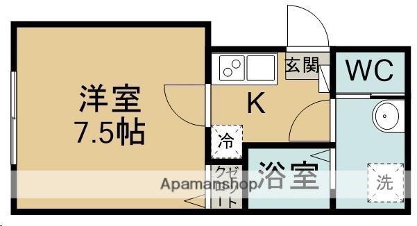 城壁のカメリアⅢ(1K/2階)の間取り写真