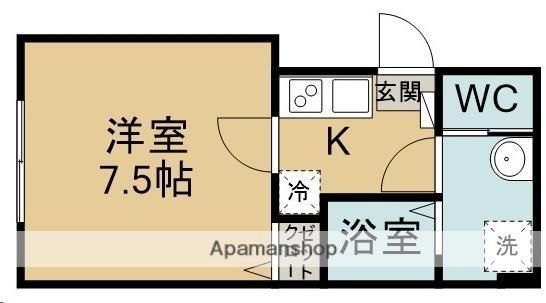 城壁のカメリアⅢ(1K/1階)の間取り写真