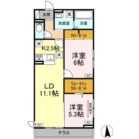 D-ROOM小田原2丁目A(2LDK/1階)の間取り写真