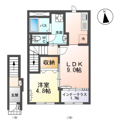 SPICA(1LDK/2階)の間取り写真