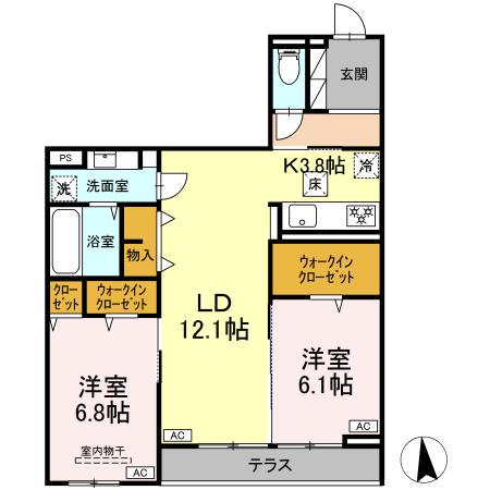 CLASSEUM仙台小田原 II(2LDK/1階)の間取り写真