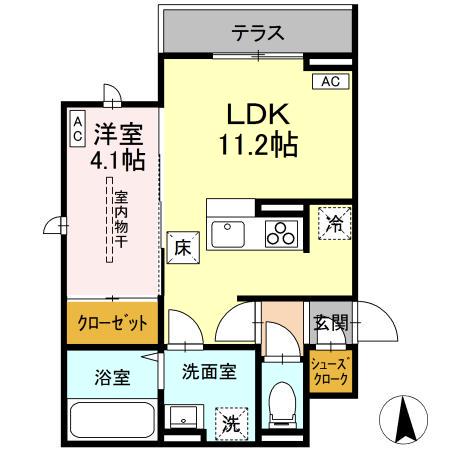 D-ROOM荒井一丁目(1LDK/1階)の間取り写真