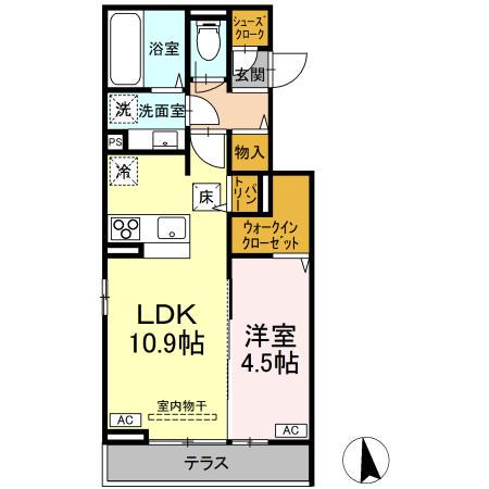 トータス(1LDK/1階)の間取り写真