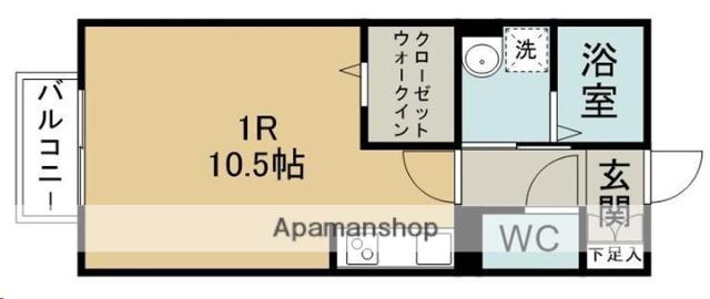 デンセプテムB(ワンルーム/1階)の間取り写真