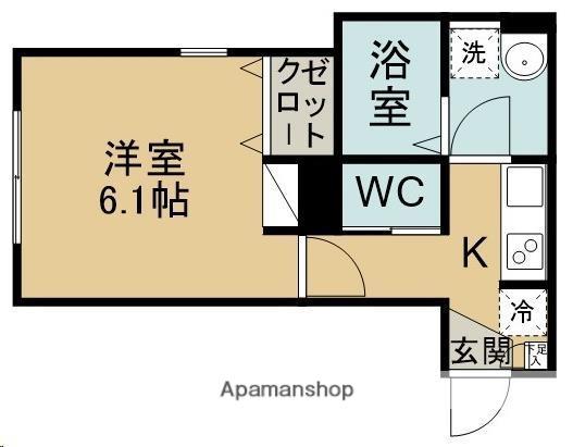 シンセーロ青葉町B棟(1K/2階)の間取り写真