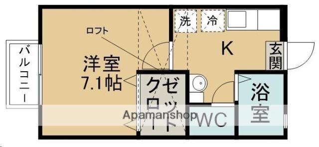 シティ川内Ⅱ(1K/2階)の間取り写真